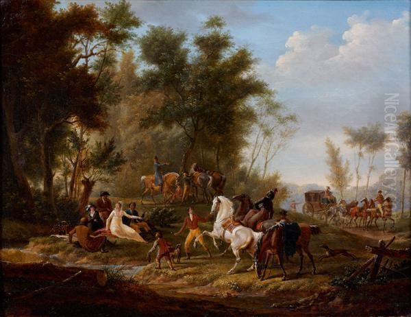 Rendez-vous En Foret Pour Le Pique-nique Oil Painting by Joseph Swebach-Desfontaines