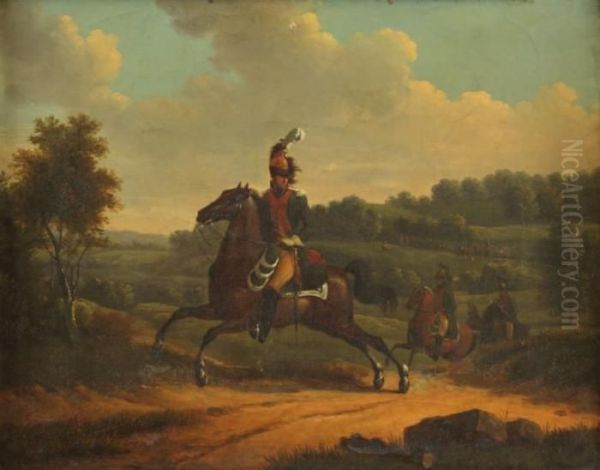 Un Officier De Dragon A Cheval Oil Painting by Joseph Swebach-Desfontaines