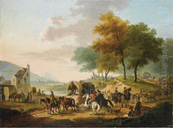 Depart Du Campement Militaire Oil Painting by Joseph Swebach-Desfontaines