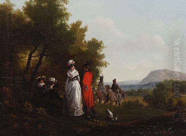 A Hunting Party Oil Painting by Joseph Swebach-Desfontaines