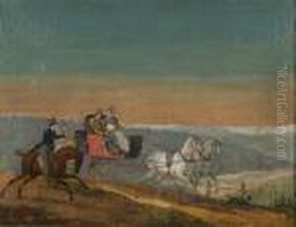 Cavalier Et Caleche Oil Painting by Joseph Swebach-Desfontaines