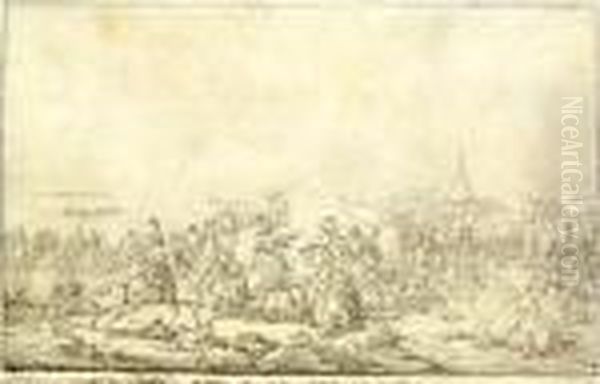 Scene De Bataille Contre Les Prussiens Oil Painting by Joseph Swebach-Desfontaines