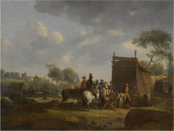 A Military Encampment At The Edge Of A Forest Oil Painting by Joseph Swebach-Desfontaines