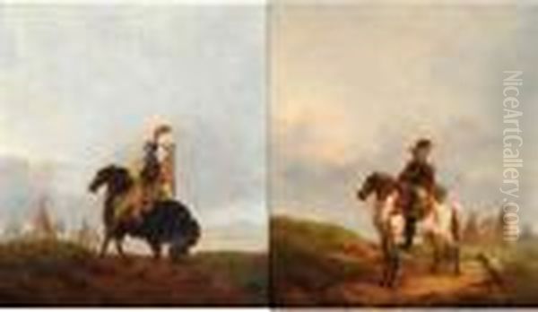 Les Cuirassiers Et L'estafette Oil Painting by Joseph Swebach-Desfontaines