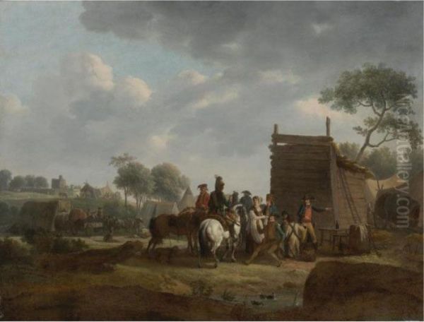 A Military Encampment In A Landscape Oil Painting by Joseph Swebach-Desfontaines