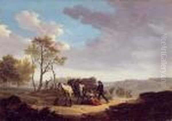 Les Bucherons Et Le Transport Du Bois Sur Des Anes Oil Painting by Joseph Swebach-Desfontaines