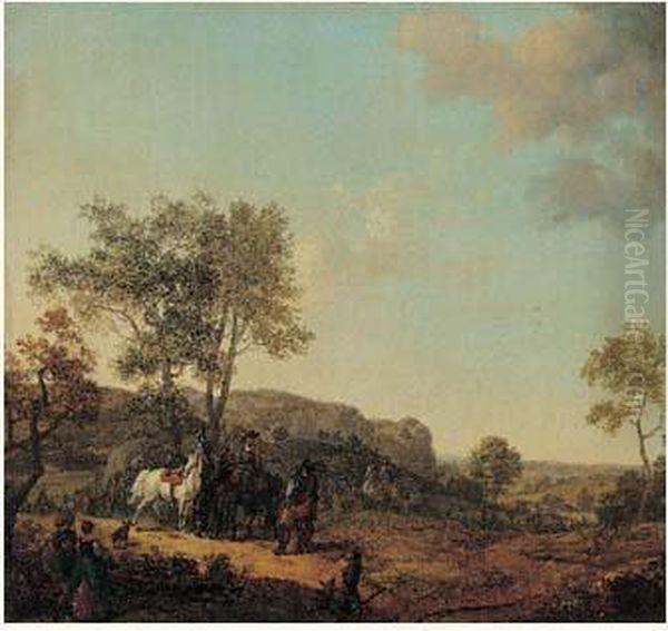 Halte De Cavaliers Sur Un Chemin Oil Painting by Joseph Swebach-Desfontaines