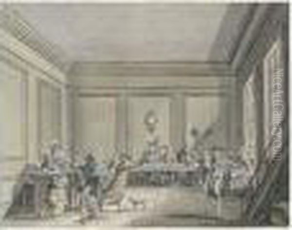 Assassinat De Le Pelletier, 
Maison De Fevrier Restaurateur, Le 20 Janvier 1793, 30 Nivose An I De La
 Republique by Joseph Swebach-Desfontaines