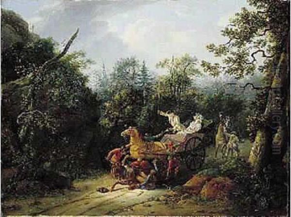 L'attaque De La Caleche Oil Painting by Joseph Swebach-Desfontaines