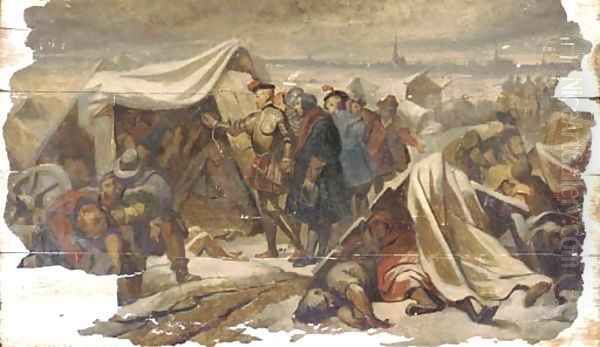 Envoys at a military encampment Oil Painting by Dutch School