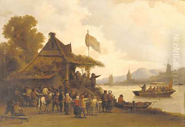 Feasting by the river Oil Painting by Dutch School