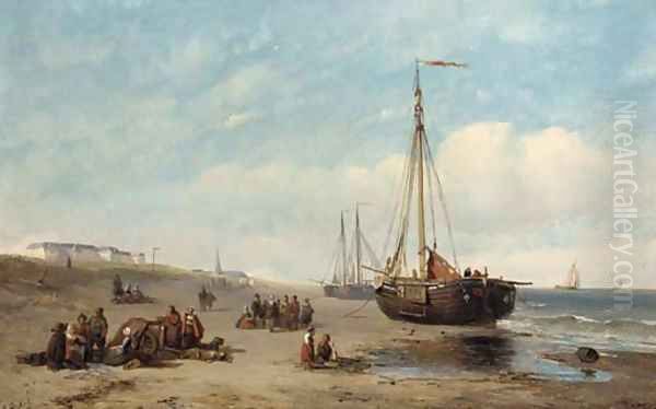 Gossiping on the sands at Scheveningen Oil Painting by Dutch School