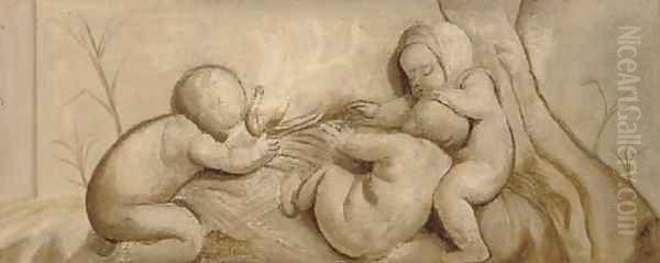 Putti Oil Painting by Dutch School