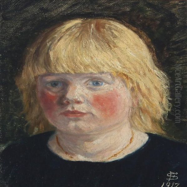 Portait Of A Young Girl Oil Painting by Fritz Syberg