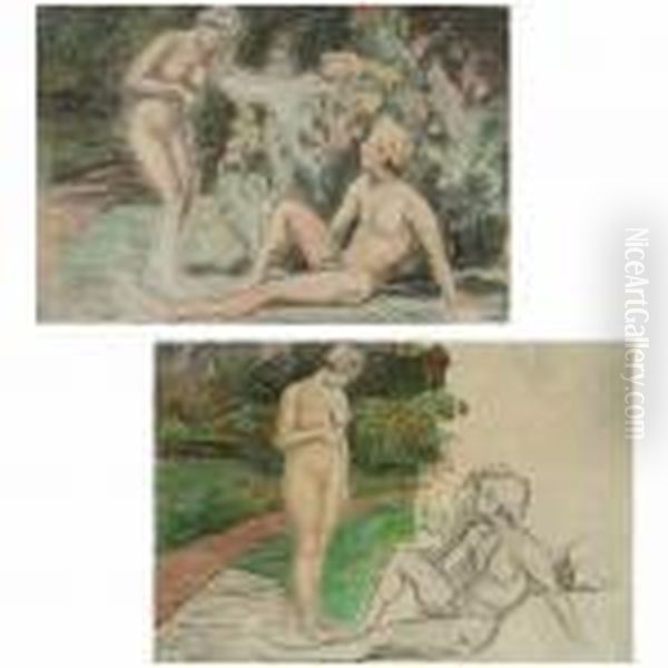 Adam And Eve Oil Painting by Fritz Syberg