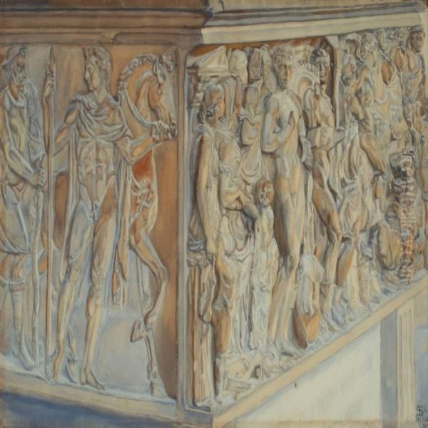 A Study In Detail Of An Italian Frieze Oil Painting by Fritz Syberg