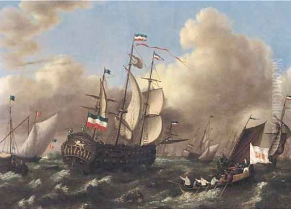 The Dutch fleet running out to sea Oil Painting by Dutch School