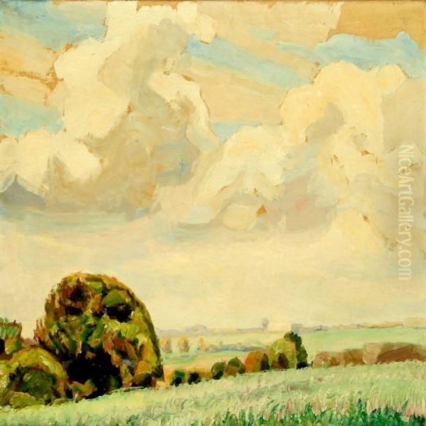 Field And Sky Oil Painting by Fritz Syberg