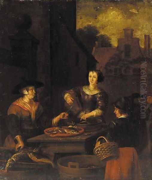 The Fish Seller Oil Painting by Dutch School