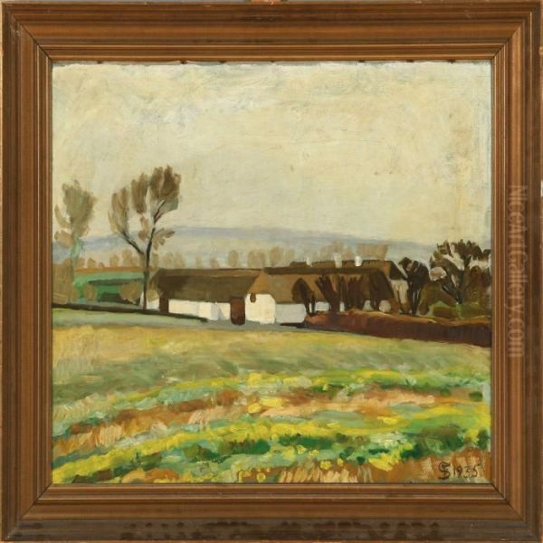 Autum Landscape With Awhite Farm by Fritz Syberg