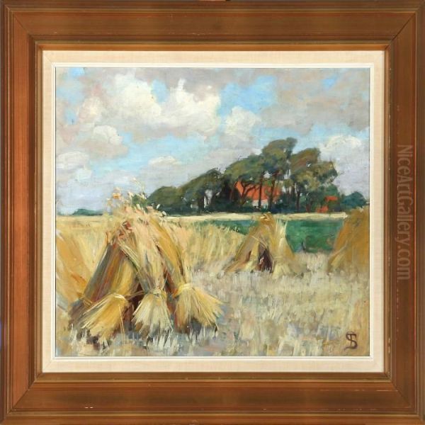 Harvest Landscape Oil Painting by Fritz Syberg