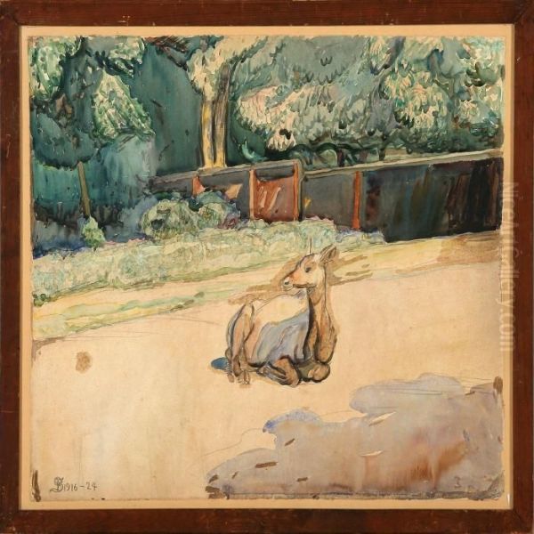 An Antelope In The Zoo Oil Painting by Fritz Syberg