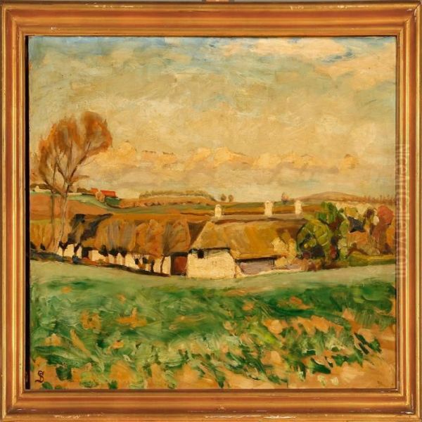 Summer Landscape With A View Towards A Farm Oil Painting by Fritz Syberg