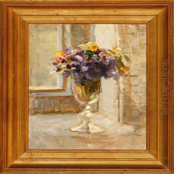 Flowers In A Vase Oil Painting by Fritz Syberg