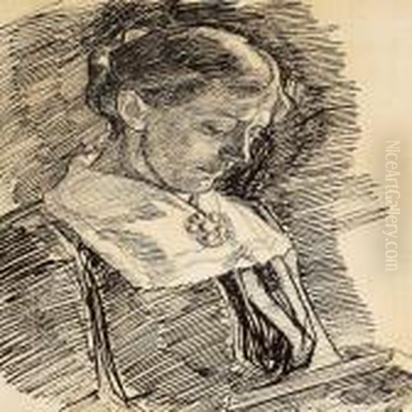 The Artist's Wife Anna Reading Oil Painting by Fritz Syberg