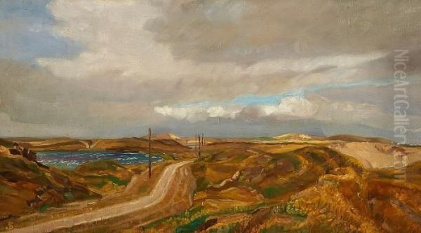 Hilly Landscape Oil Painting by Fritz Syberg