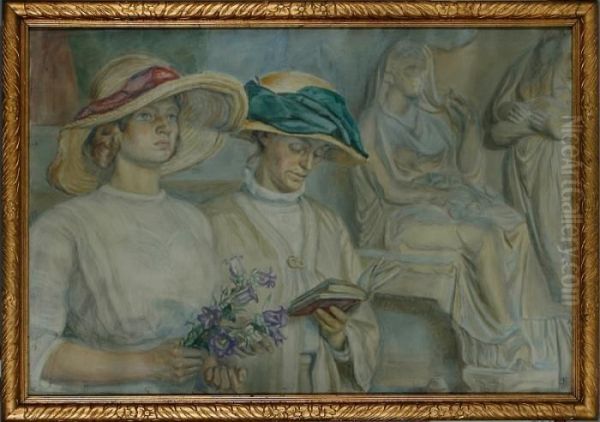 Two Women At A Service Oil Painting by Fritz Syberg