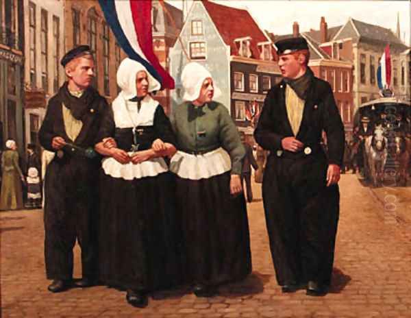 Koninginnedag, Amsterdam Oil Painting by Dutch School