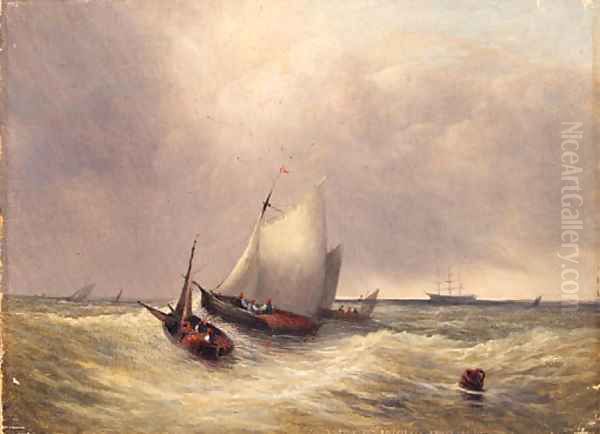 Shipping in a Swell Oil Painting by Dutch School