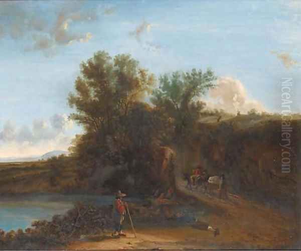 Travellers at the bend in the road Oil Painting by Dutch School