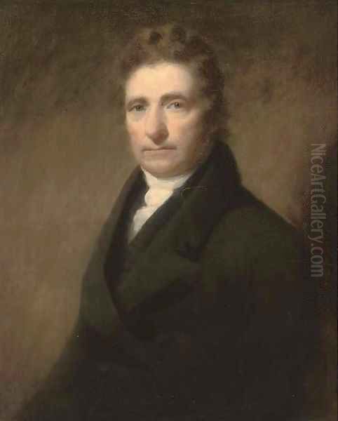 Portrait of James Tait (1762-1834), bust-length, in a black coat and white stock Oil Painting by John Syme