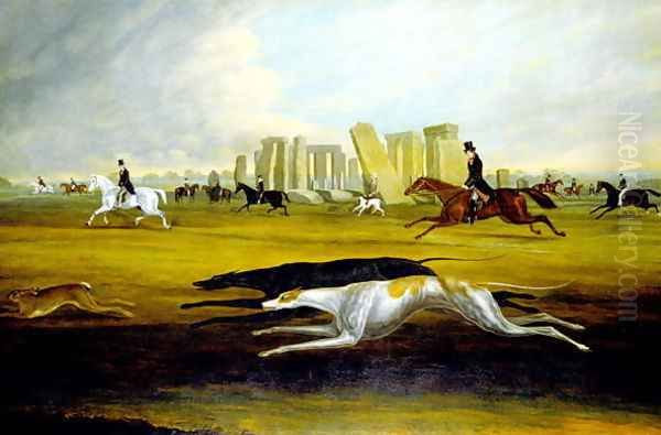 The Pinckney Family Coursing at Stonehenge, 1845 Oil Painting by Samuel Spode