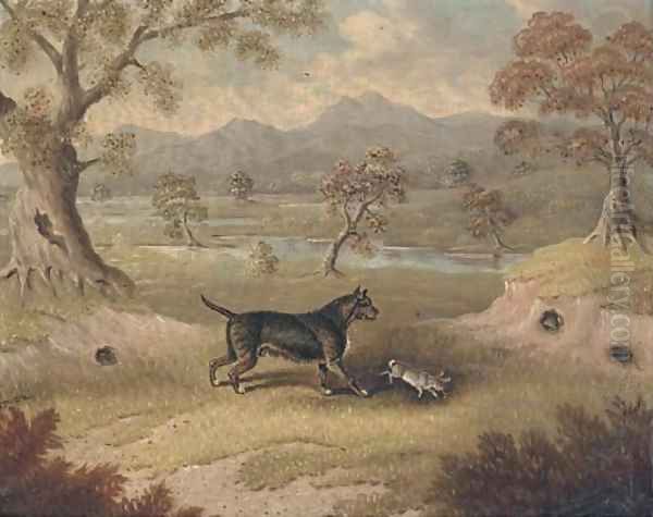 Charley, a terrier with a rabbit Oil Painting by Samuel Spode