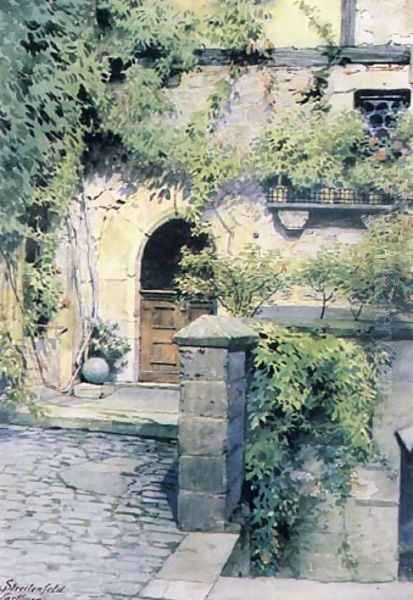 Entrance to a Garden Oil Painting by Ludwig Streitenfeld