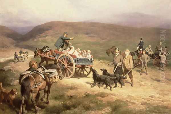 Grouse Shooting on the Glentanar Estate in Aberdeenshire, 1889 Oil Painting by Carl Suhrlandt