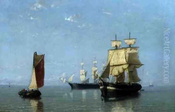 Shipping Scene, 1880 Oil Painting by Joannes Frederick Schutz