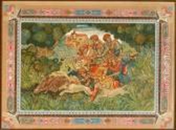 Wild Boars Hunting by Arthur Szyk