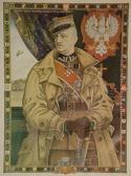 Plakat Z Wizerunkiem Generala Wladyslawa Sikorskiego Z 1940 R. Oil Painting by Arthur Szyk