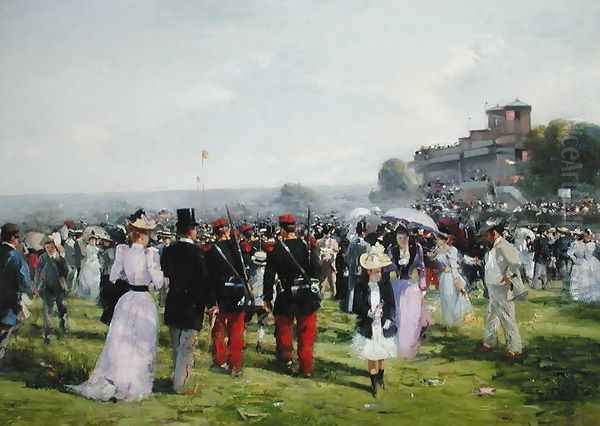 The End of the Races at Auteuil, c.1893 Oil Painting by Alfred Smith