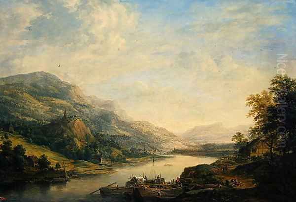 Main Region, Germany, c.1750 Oil Painting by Christian Georg the Elder Schuetz