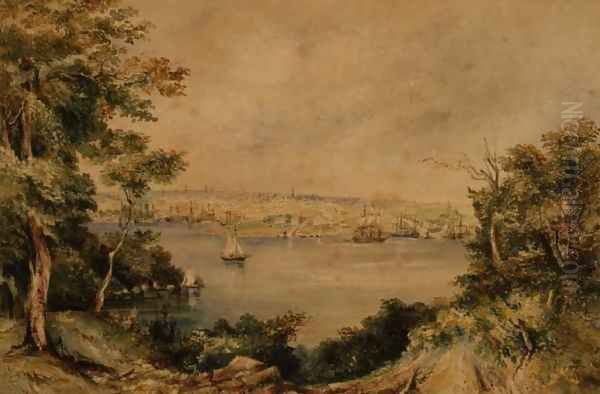 Sydney from Lavender Bay, 1868 Oil Painting by Maria Jane Scott