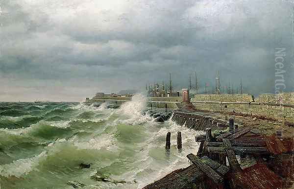 Odessa Pier, 1885 Oil Painting by Rufim Gavrilovitch Sudkovsky