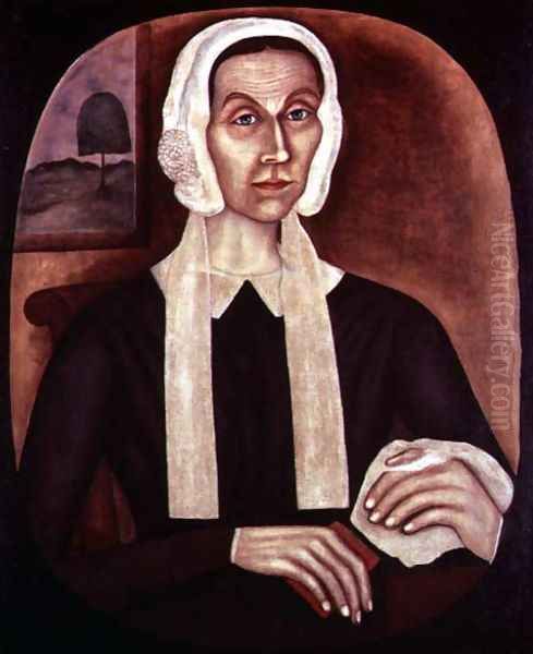 Portrait of an Elderly Quaker Lady, c.1845 Oil Painting by T. Skynner