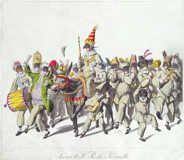 Procession of King Punch during the Roman Carnival, early 19th century Oil Painting by Stuermer, Johann Heinrich