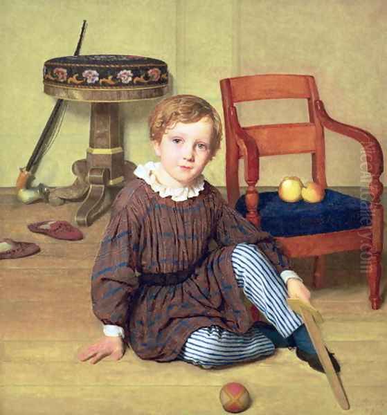 Childhood Oil Painting by Ludvig August Smith