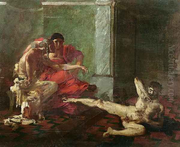 Locusta Testing Poison on a Slave, c.1870-80 Oil Painting by Joseph-Noel Sylvestre